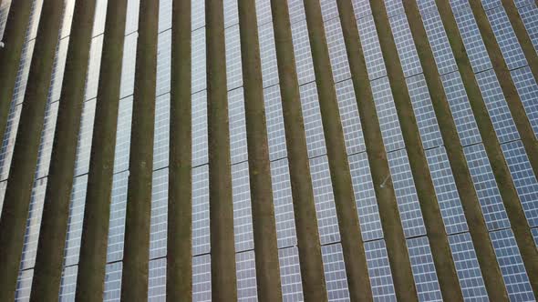Aerial Top View of a Solar Panels Power Plant alt
