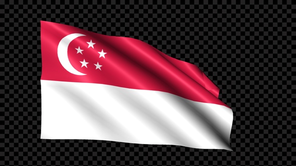 Singapore Flag Blowing In The Wind alt