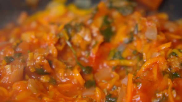 Italian Bolognese Food Ingredients Preparation of Minced Meat with Tomatoes alt