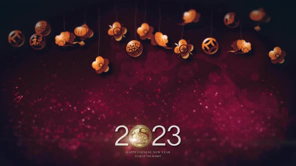 Happy Chinese New Year 2023 Background With Drop Down Icons Decoration