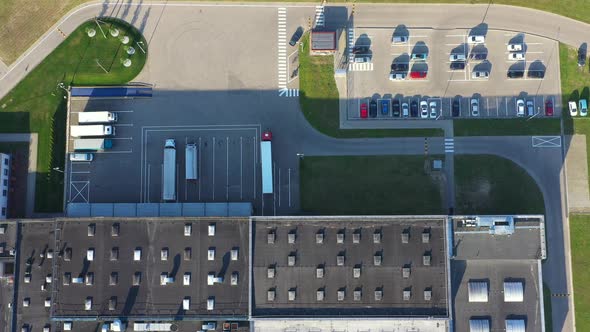 Modern factory buildings and warehousing logistics. Aerial View alt