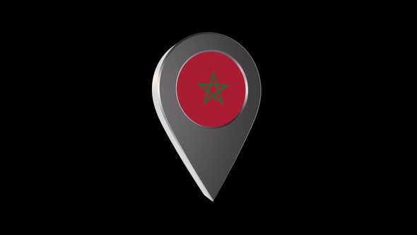 3d Animation Map Navigation Pointer With Morocco Flag With Alpha Channel - 4K alt