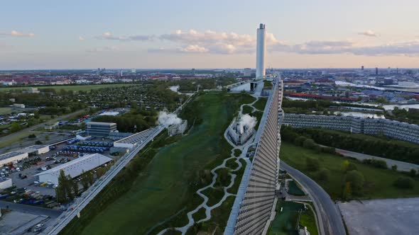 Artificial Slope of Amager Bakke Building and a View of the City alt