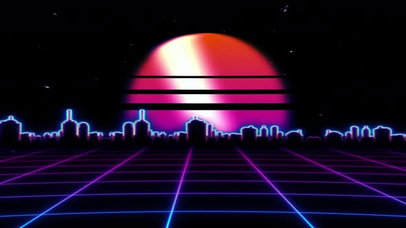Retro Futuristic Scifi Night City Seamless Loop alt