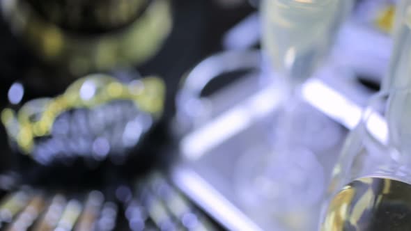 New Year Eve party with champagne and chocolates. alt