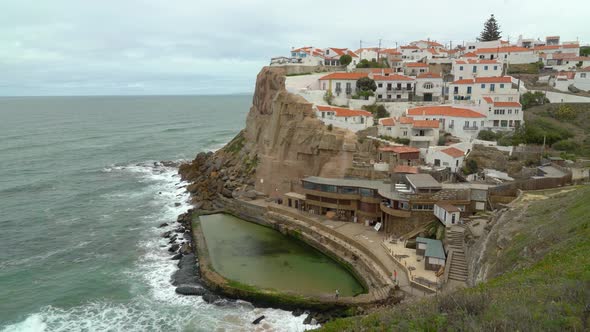 Panoramic View of Azenhas do Mar Village near North Atlantic Ocean