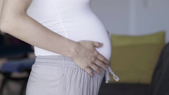 Closeup Shot Of Pregnant Woman Rubbing Belly By Kampusvideo Videohive 
