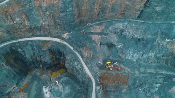 Big Excavators Working at Stone Quarry alt