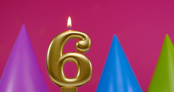 Burning Birthday Cake Candle Number 6 alt