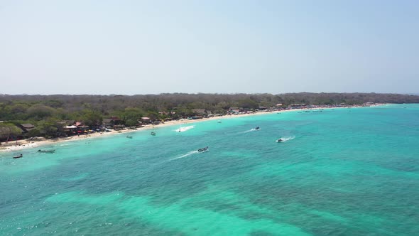 The Paradies White Sand Beach of Playa Blanca on Island Baru by Cartagena in Colombia