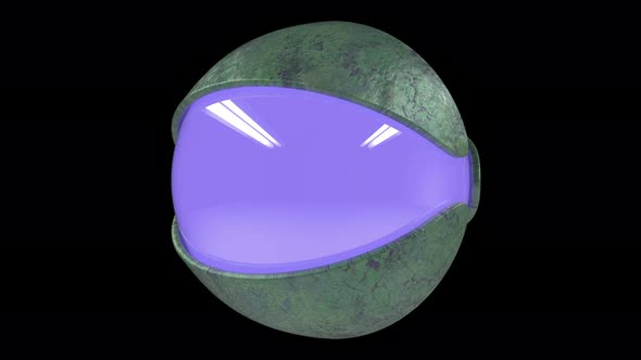 Spinning of futuristic neon ball covered by petals alt