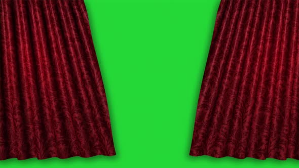 Red Velvet Theater Curtains Opening with Green Chroma Key