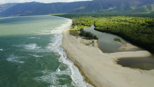  Aerial, Beautiful Panoramic View On Wangetti Beach In Cairns In Queensland, Australia