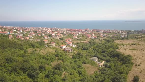Aerial View of Sunny Beach City That is Located on Black Sea Shore alt