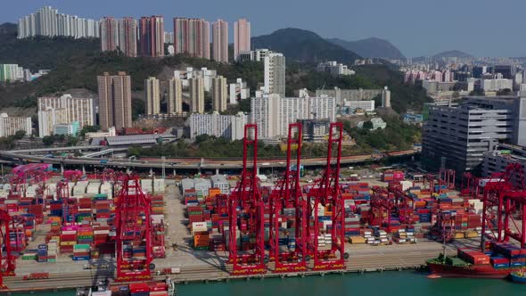 Aerial view of Hong Kong cargo terminal