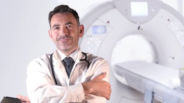 Doctor infront of Ct Scanner