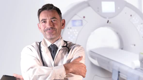 Doctor infront of Ct Scanner alt