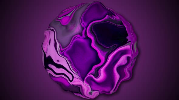 Purple color abstract liquid sphere spinning animation.  A 70