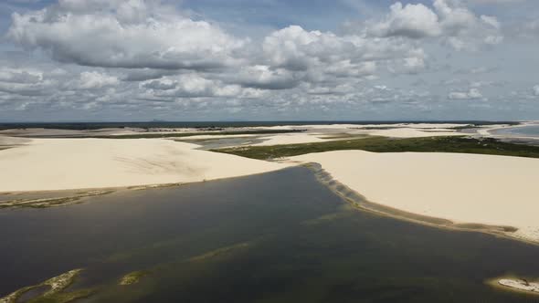 Brazilian landmark rainwater lakes and sand dunes. Jericoacoara Ceara. alt