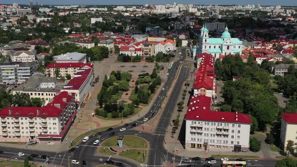 Top View of the City Center of Grodno Belarus