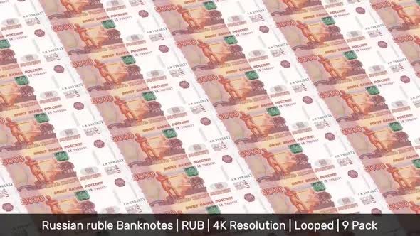 Russia Banknotes Money / Russian ruble / Currency ₽ / RUB/ | 9 Pack | - 4K alt
