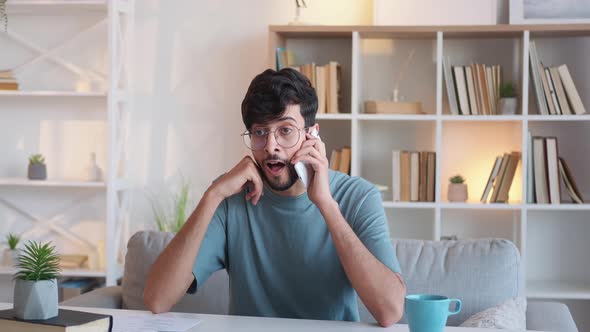 Happy Phone Call Mobile Surprise Excited Guy Wow alt