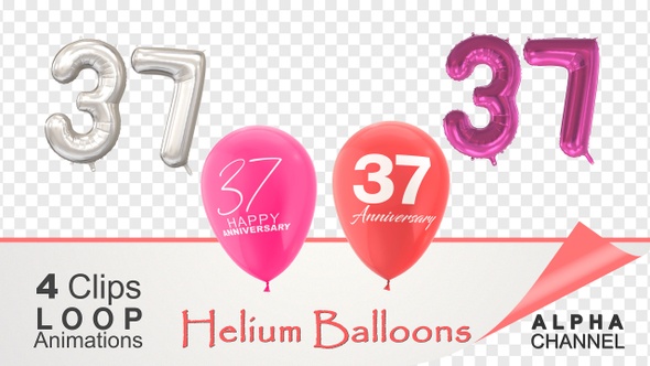 37 Anniversary Celebration Helium Balloons Pack
