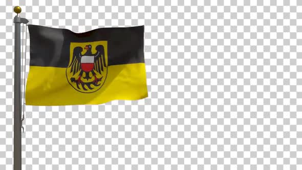 Rottweil Landkreis Flag (Germany) on Flagpole with Alpha Channel - 4K