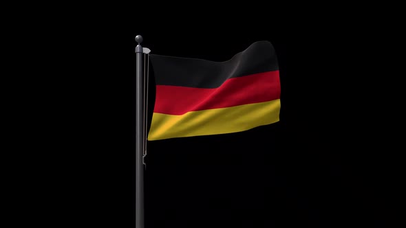 Germany Flag On Flagpole With Alpha Channel alt