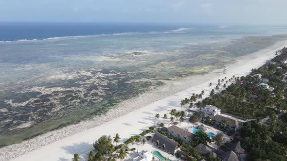 Aerial View of Low Tide in the Ocean Near the Coast of Zanzibar Tanzania alt