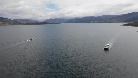 Aerial view of nautical vessel in Scotland