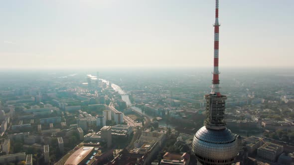 Aerial View of Berlin Cityscape with TV Tower on Alexanderplatz in Germany