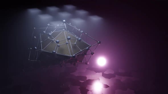 A 3D Illustration of  FHD 60FPS Futuristic Structure Near Shimmering Lamp