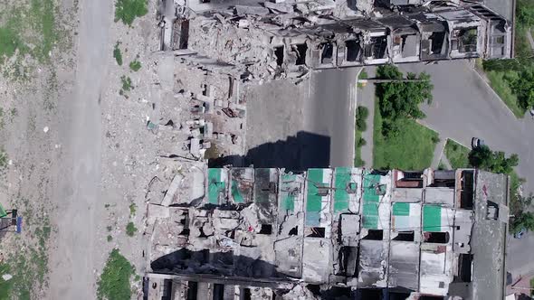 Vertical Video of a Bombed House During the War in Ukraine alt
