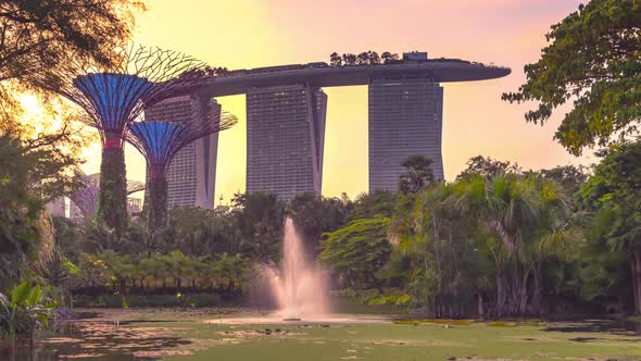 Supertree grove Futuristic view of amazing illumination with Night light show. alt