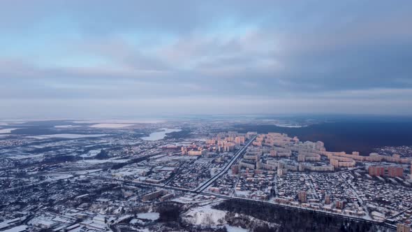 Aerial Kharkiv city urban Oleksiyivka cityscape