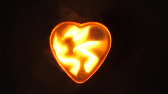 Concept Idea: Real Burning Heart on Black Background