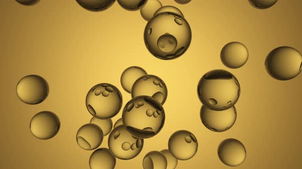 The texture of the jenny of transparent balls on a yellow background.