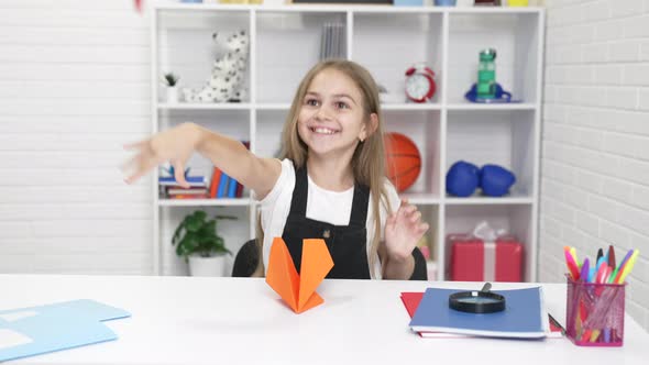 Child Having Fun Playing with Paper Plane at School Lesson Enjoyng Break Classroom Fun