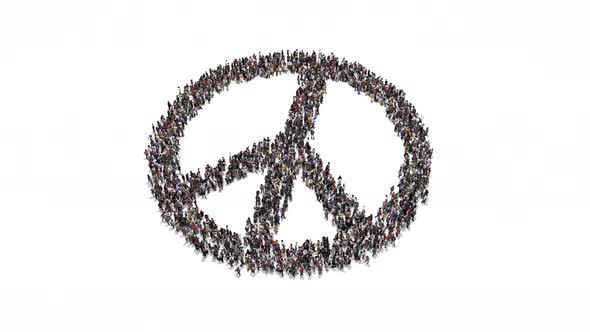 People Gathering And Forming Peace Symbol