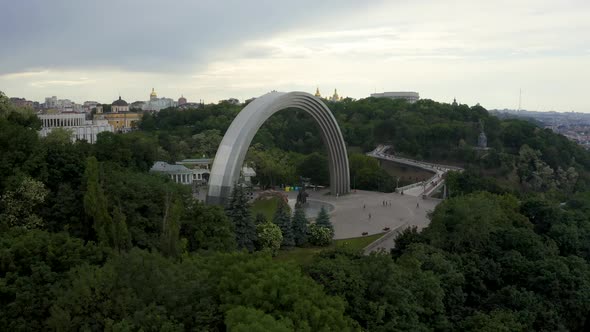 Panoramic View of Arch of Friendship of Peoples From the Sky alt