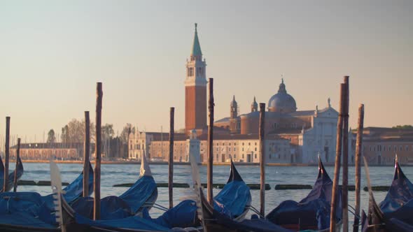 Covered Gondola Boats in Venice Italy alt