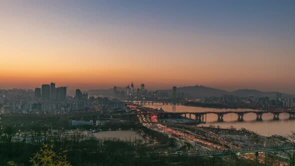 Time Lapse Sunrise of Seoul  South Korea