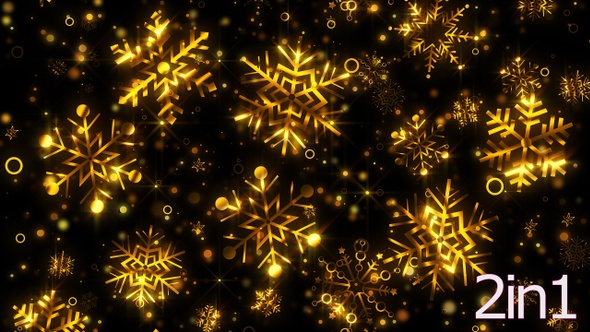 4k Gold Snowflakes Chirstmas Background