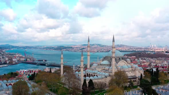 Istanbul City Suleymaniye Mosque Quarantine Aerial View