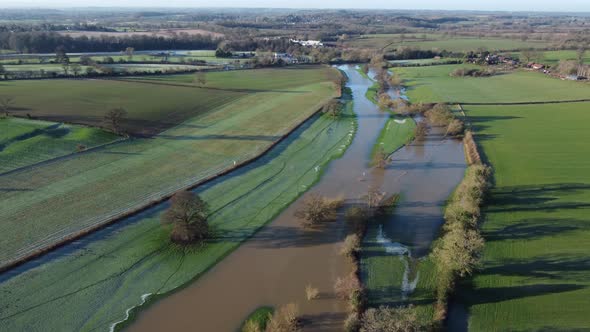 River Avon Flooding Aerial Ashow Warwickshire