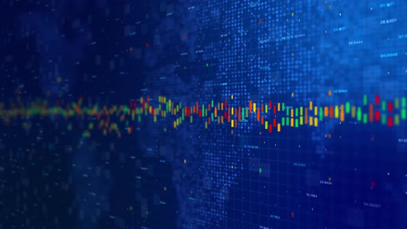 Digital 3d financial chart animation showing growing value of the global stock market. alt