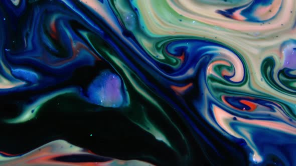 Colorful Chaos Ink Spread In Liquid Paint Turbulence Movement 32