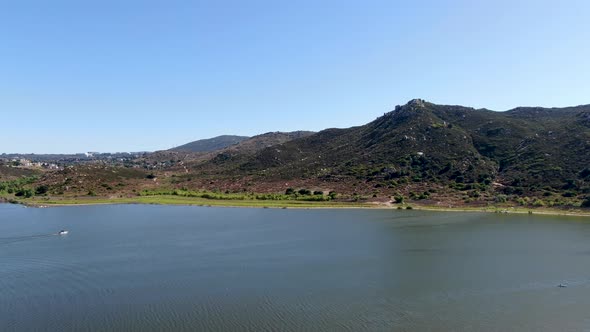 Aerial View of Inland Lake Hodges and Bernardo Mountain, San Diego County, California alt