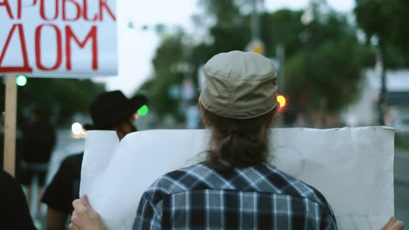 Bikers City Street Riot with Placard Banner and Poster Sign alt